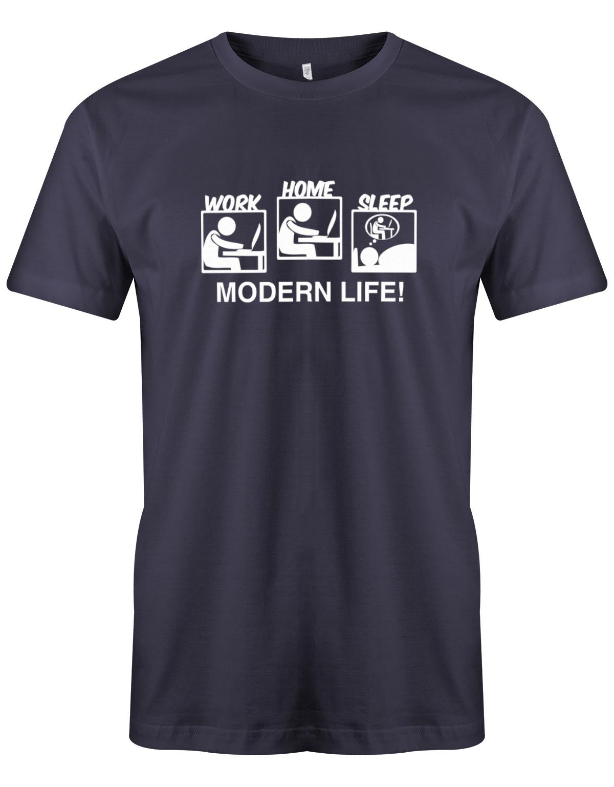 Modern-Life-Work-Home-Sleep-Herren-Gamer-Shirt-Navy