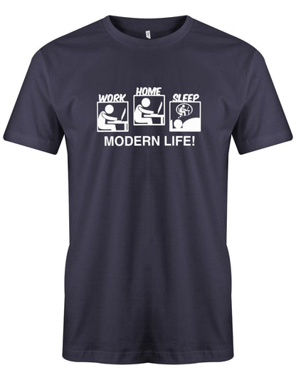 Modern-Life-Work-Home-Sleep-Herren-Gamer-Shirt-Navy
