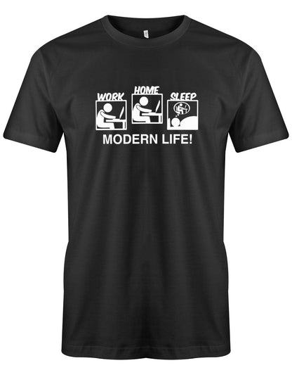 Modern-Life-Work-Home-Sleep-Herren-Gamer-Shirt-SChwarz