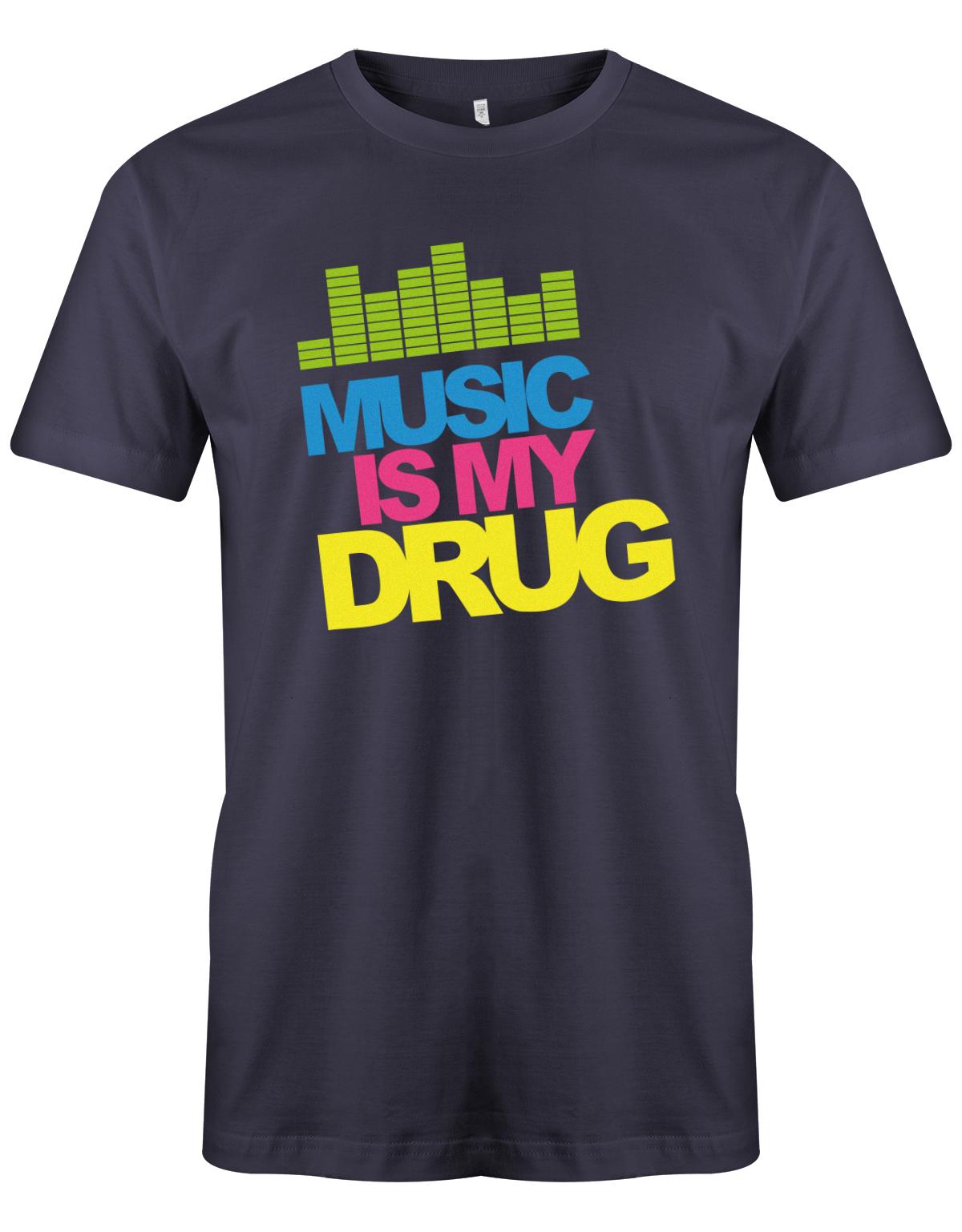 Music-is-my-Drug-Herren-Dj-Shirt-Navy
