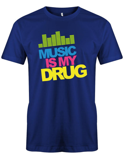 Music-is-my-Drug-Herren-Dj-Shirt-Royalblau