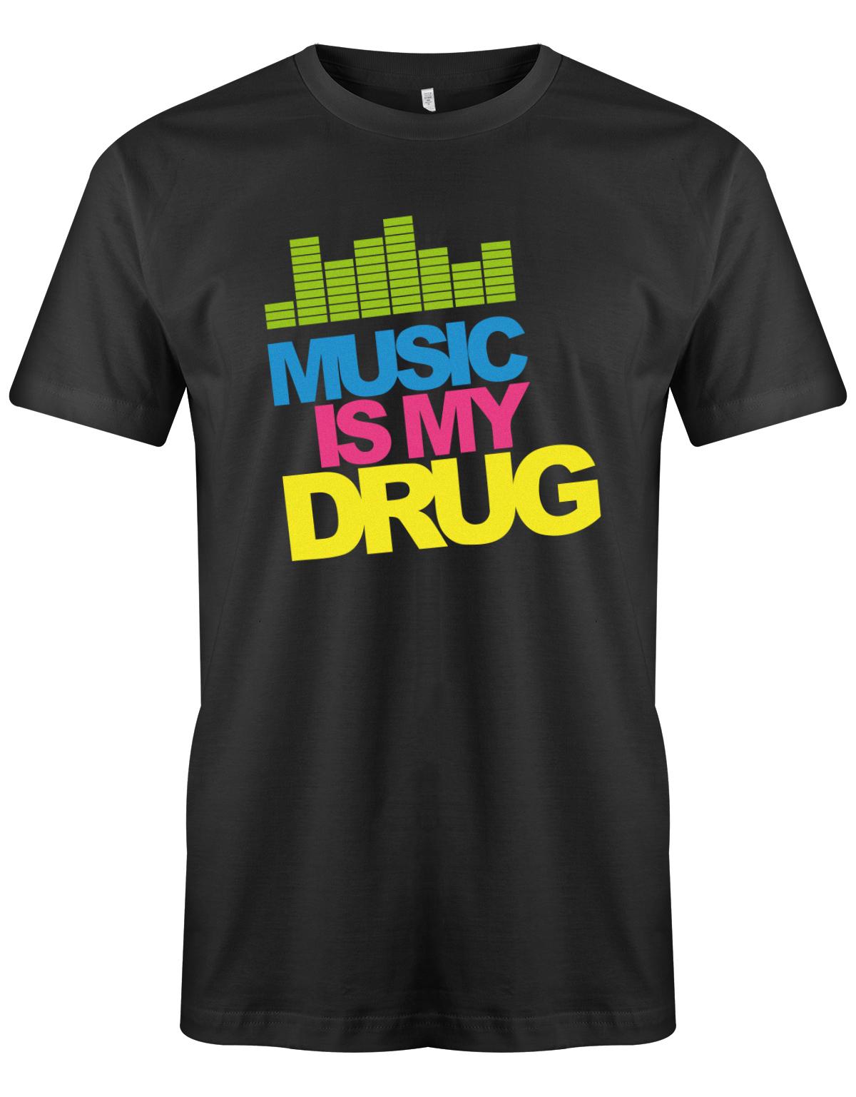Music-is-my-Drug-Herren-Dj-Shirt-SChwarz