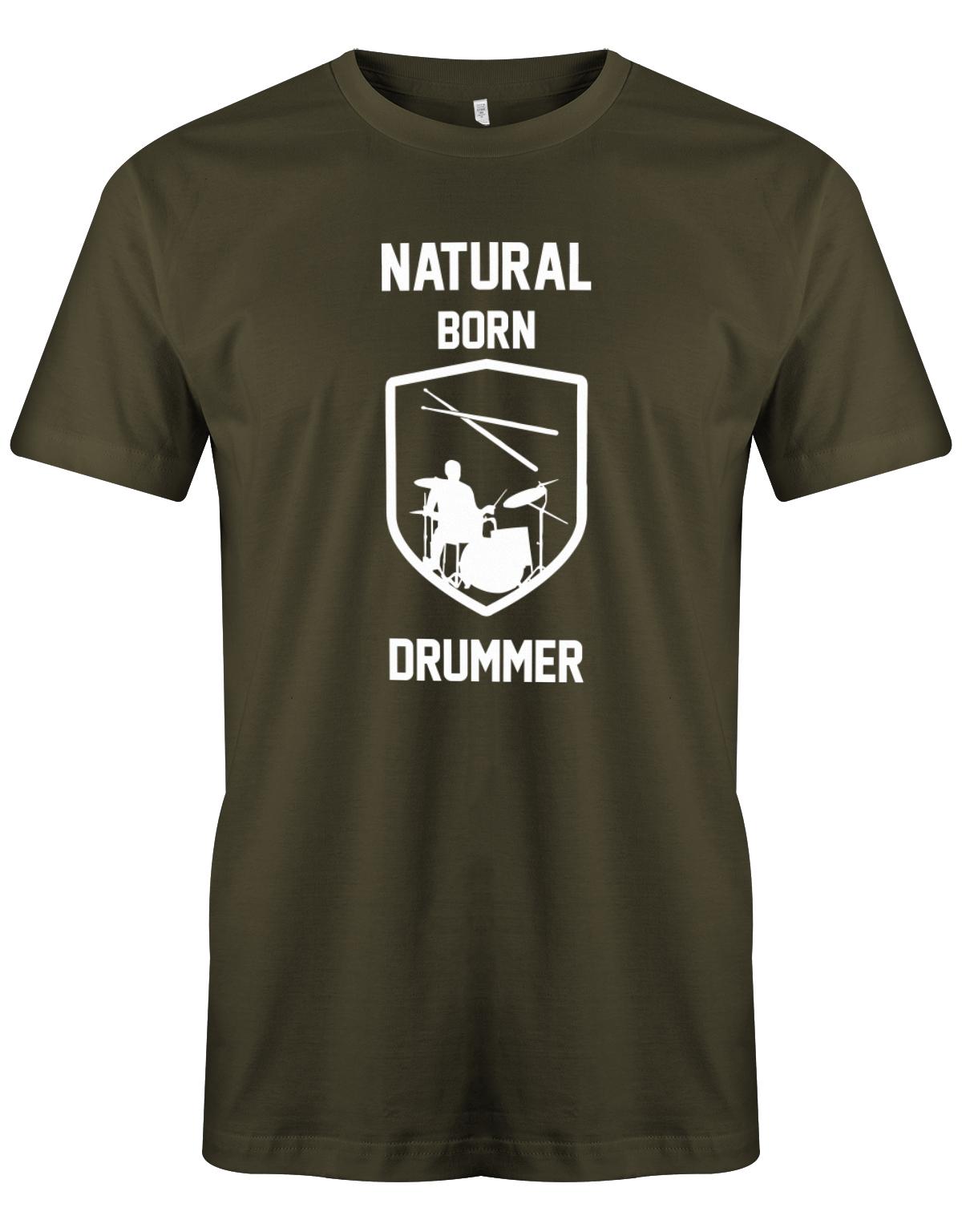 Natural-Born-Drummer-Herren-Schlagzeuger-Shirt-Army