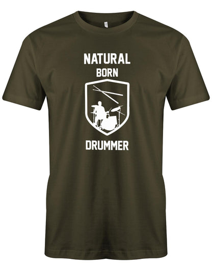 Natural-Born-Drummer-Herren-Schlagzeuger-Shirt-Army