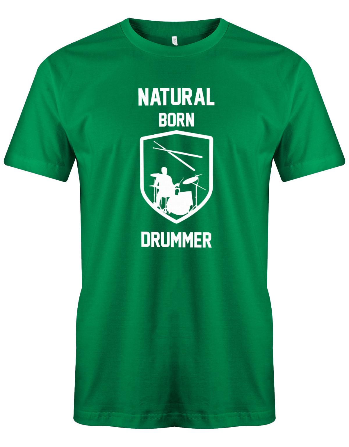 Natural-Born-Drummer-Herren-Schlagzeuger-Shirt-Gr-n