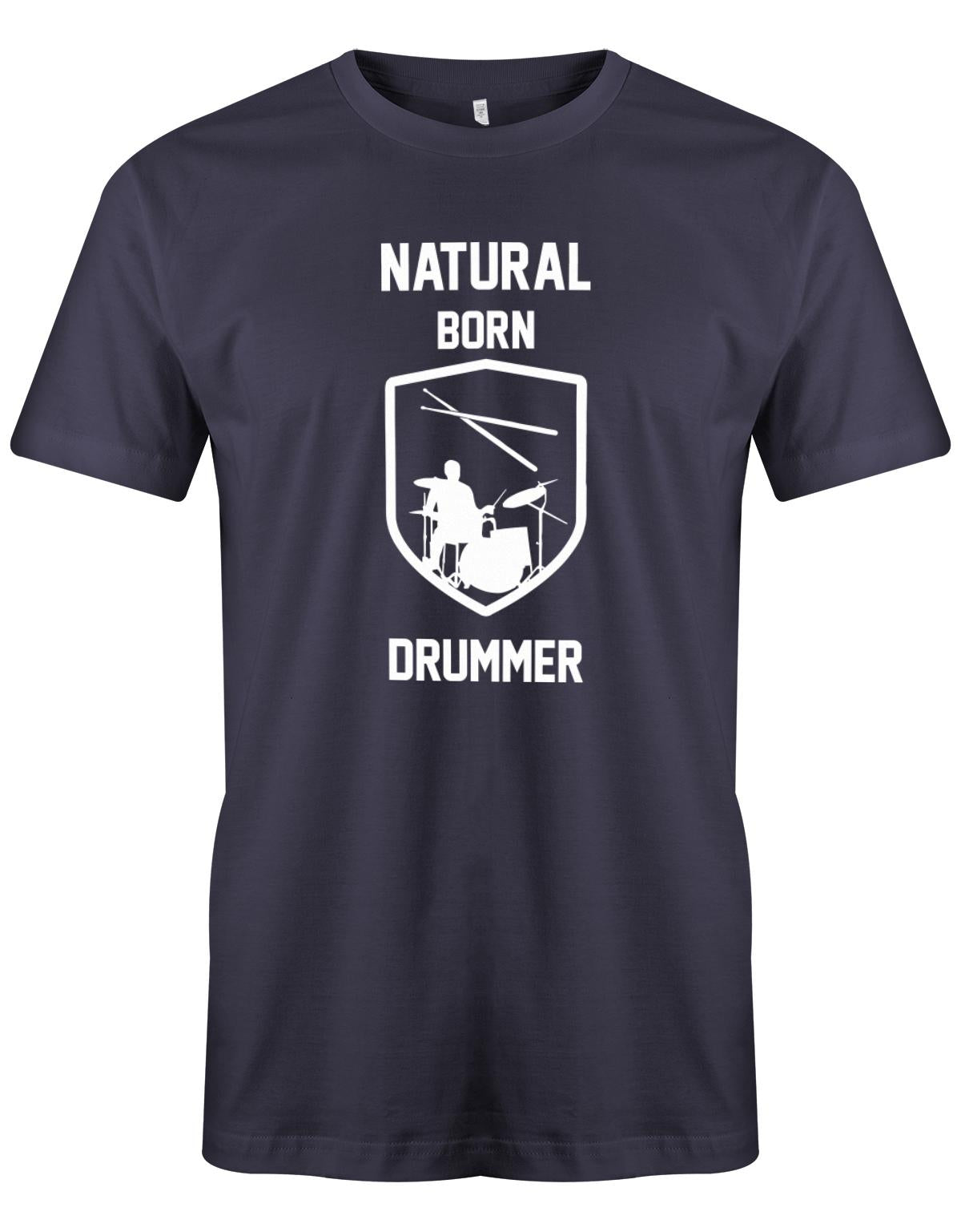 Natural-Born-Drummer-Herren-Schlagzeuger-Shirt-NAvy