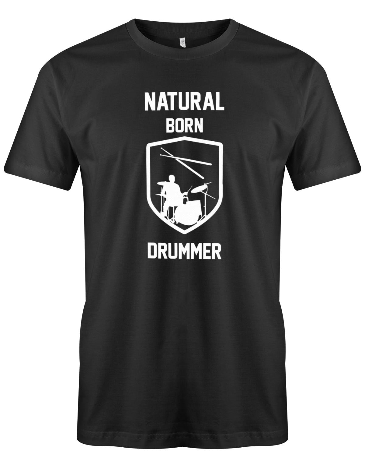 Natural-Born-Drummer-Herren-Schlagzeuger-Shirt-Schwarz