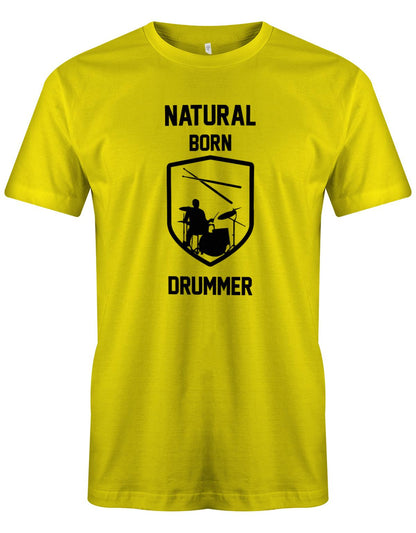 Natural-Born-Drummer-Herren-Schlagzeuger-Shirt-gelb