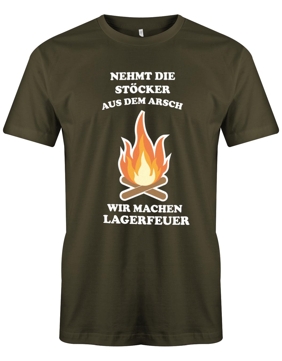 Nehmt-die-St-cker-aus-dem-Arsch-wir-machen-Lagerfeuer-Herren-Shirt-army