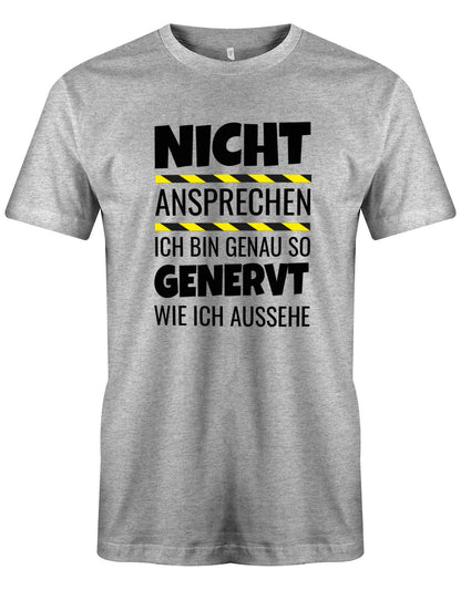 Lustiges Sprüche Shirt - Nicht ansprechen, ich bin genau so genervt, wie ich aussehe. Grau