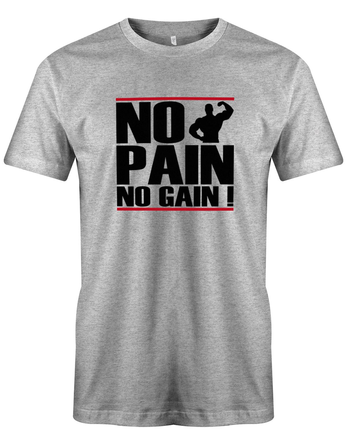 No-Pain-No-Gain-Bodybuilder-Shirt-Herren-Grau