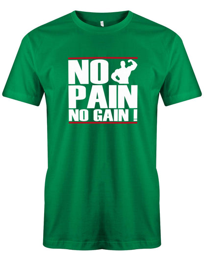 No-Pain-No-Gain-Bodybuilder-Shirt-Herren-Gruen