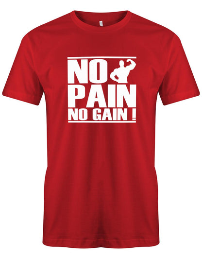 No-Pain-No-Gain-Bodybuilder-Shirt-Herren-Rot