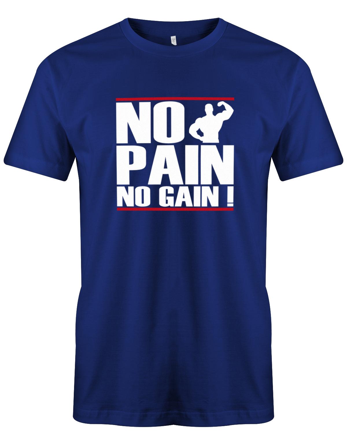 No-Pain-No-Gain-Bodybuilder-Shirt-Herren-Royalblau