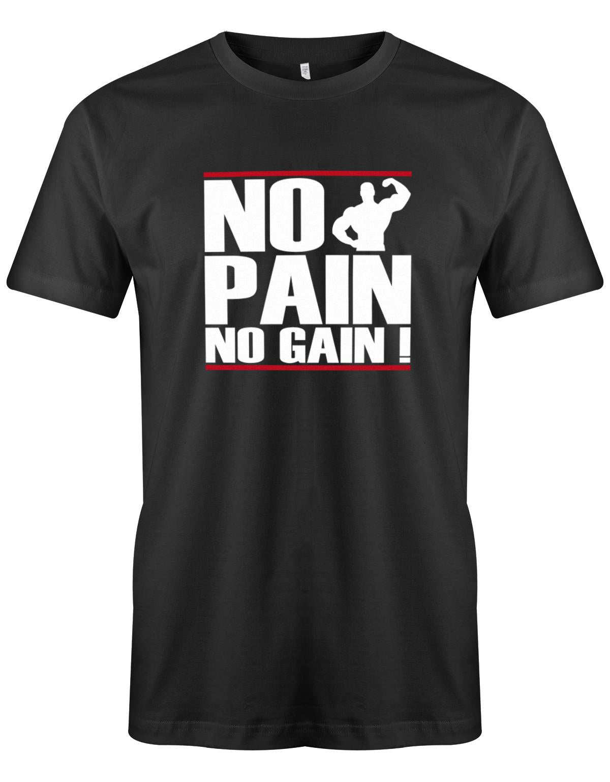 No-Pain-No-Gain-Bodybuilder-Shirt-Herren-Schwarz