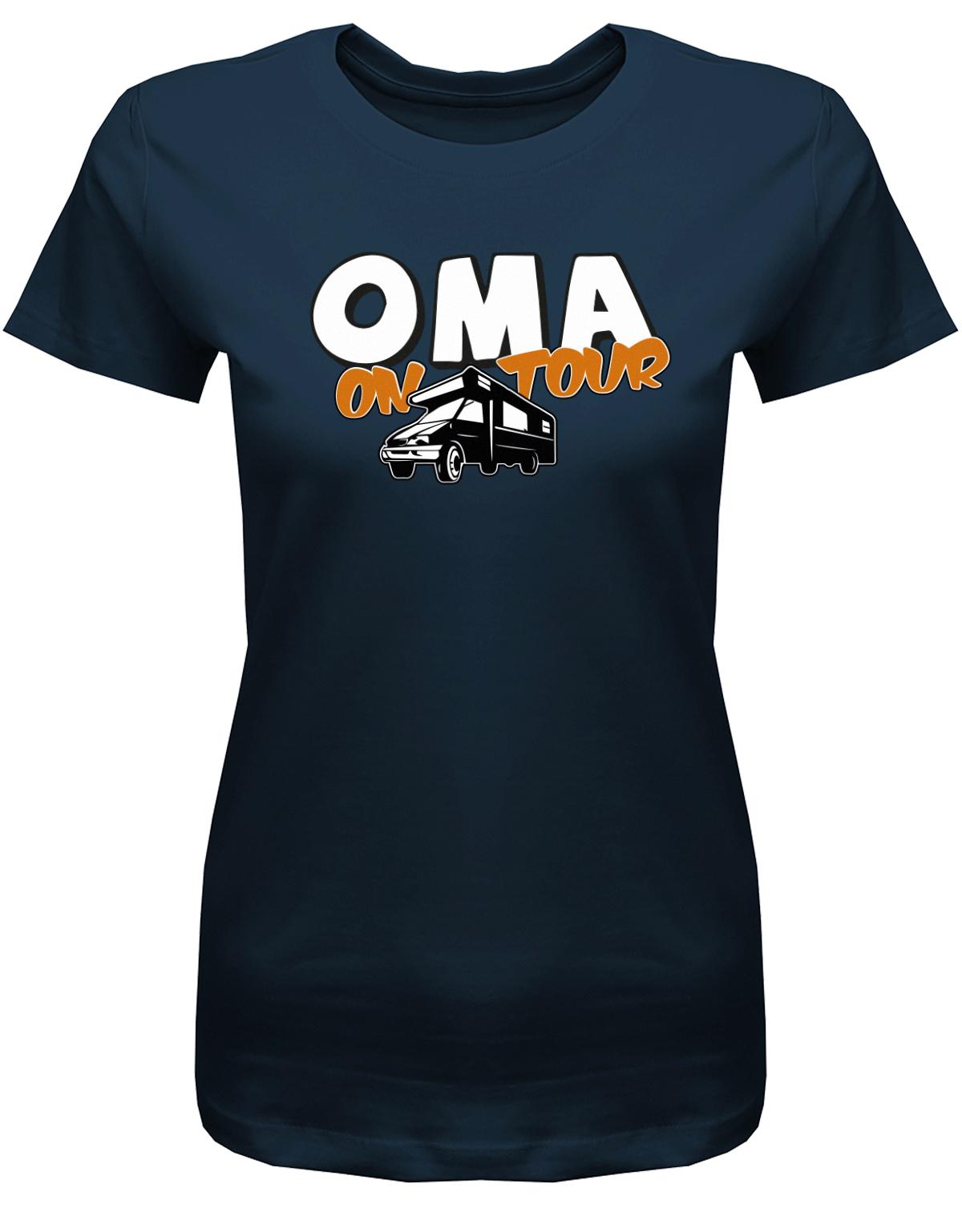 Oma-on-Tour-Camping-Damen-Shirt-Navy
