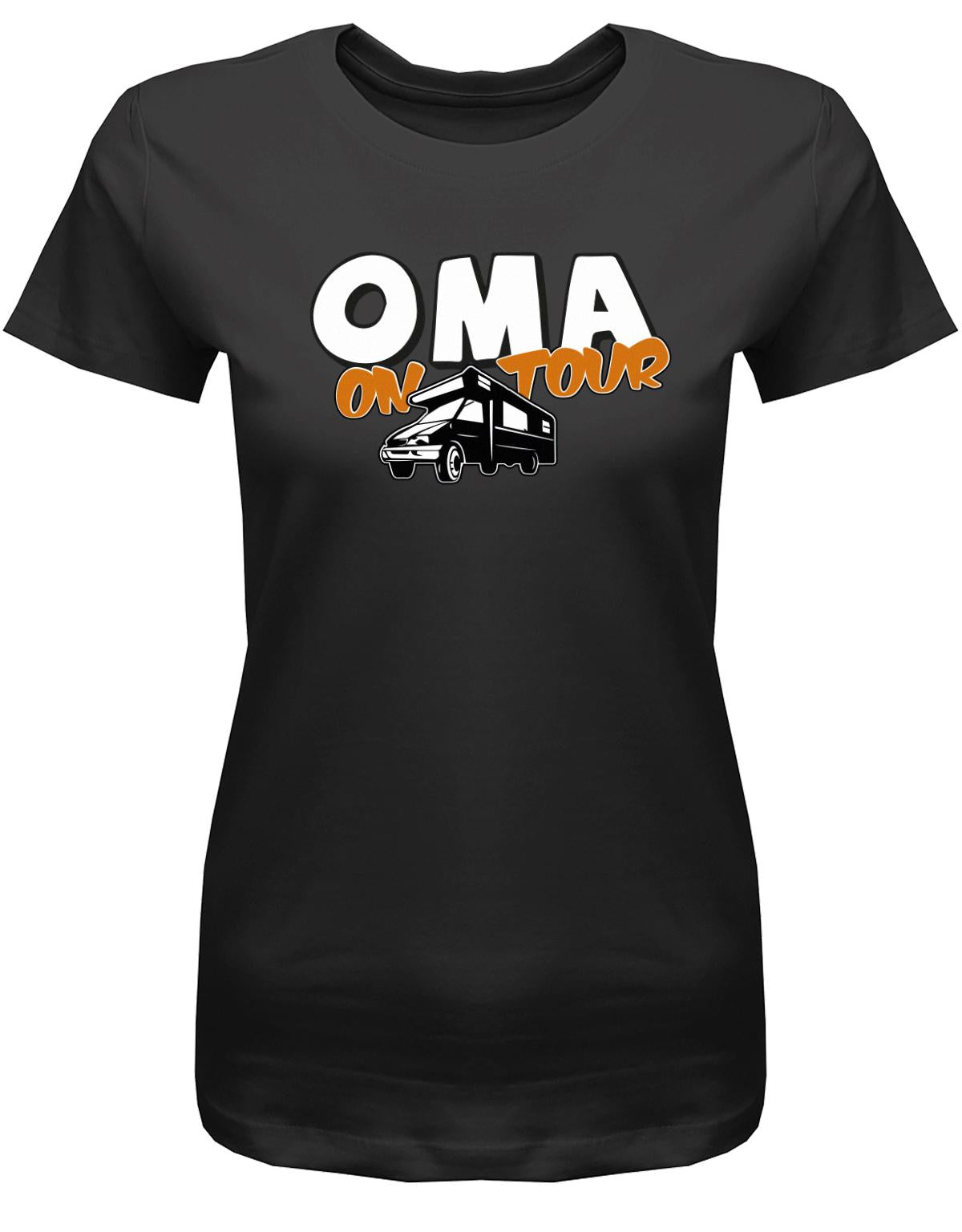 Oma-on-Tour-Camping-Damen-Shirt-schwarz