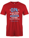 Opa Shirt personalisiert - Opa ich habe versucht, das beste Geschenk für dich zu finden, aber du hast ja bereits mich. Name vom Enkel.  Rot