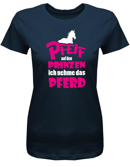 PFeiff-auf-den-Prinzen-ich-nehme-das-Pferd-Damen-Shirt-Navy