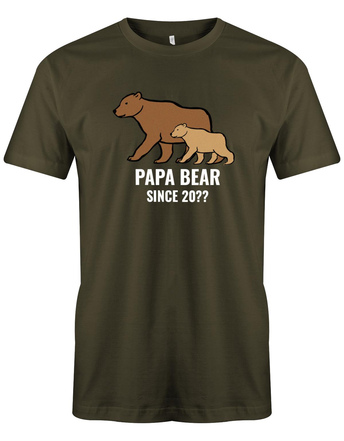 Papa Bear since Wunschjahr - 2 Bären - Papa Shirt Herren Army