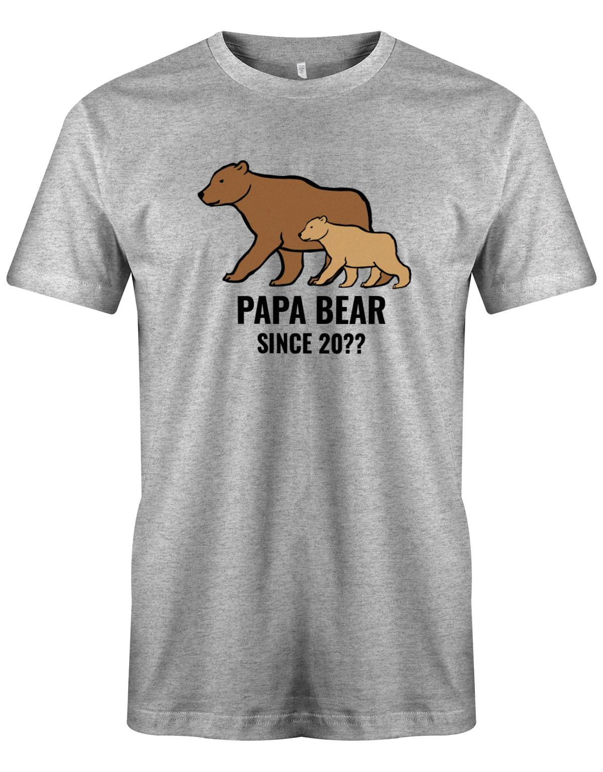 Papa Bear since Wunschjahr - 2 Bären - Papa Shirt Herren Grau