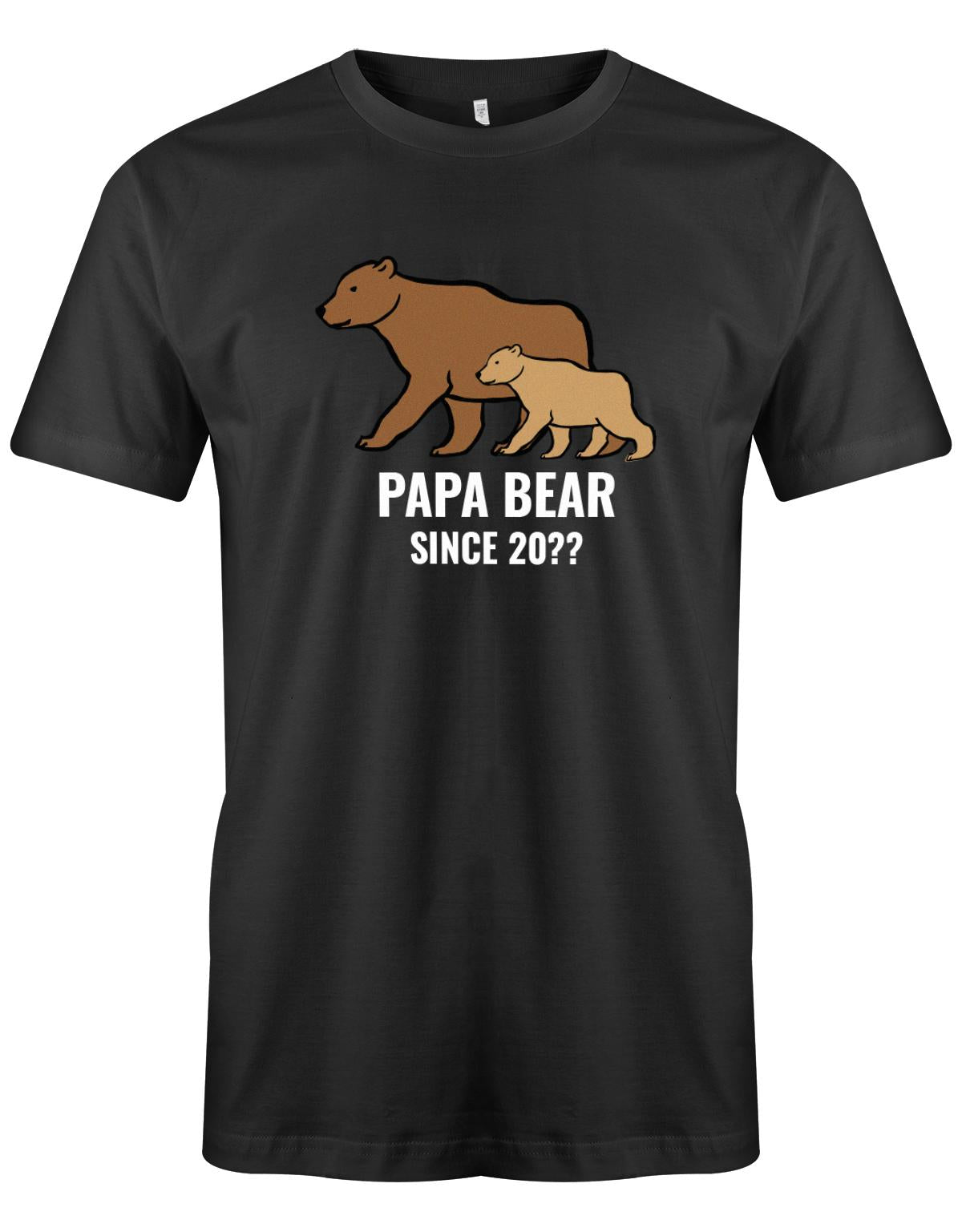 Papa Bear since Wunschjahr - 2 Bären - Papa Shirt Herren Schwarz