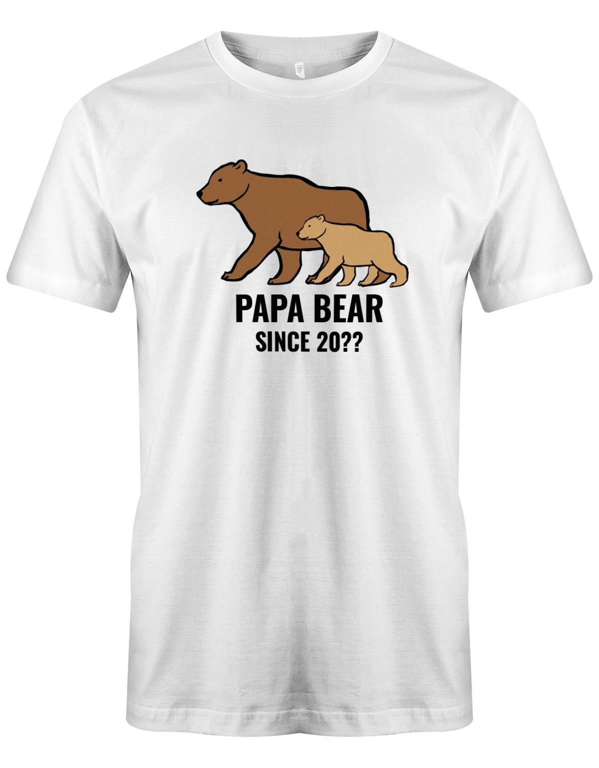 Papa Bear since Wunschjahr - 2 Bären - Papa Shirt Herren Weiss