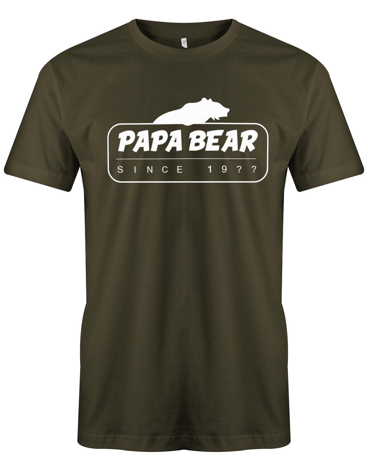 Papa Bear since Wunschjahr - Papa Shirt Herren Army