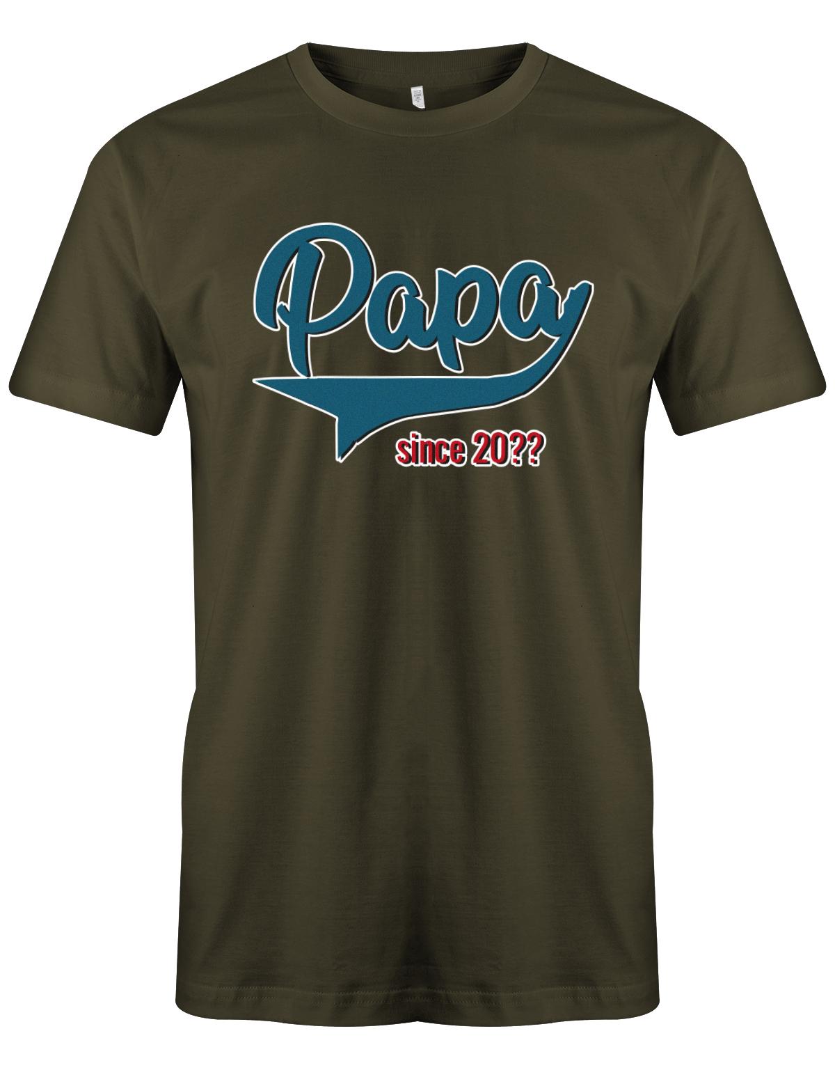 Papa since Wunschjahr College Style -  Papa Shirt Herren Army