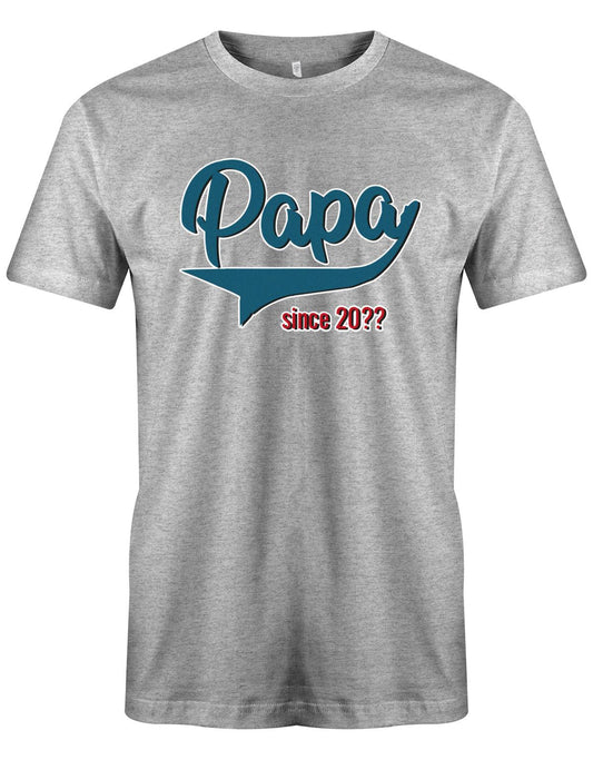 Papa since Wunschjahr College Style -  Papa Shirt Herren Grau