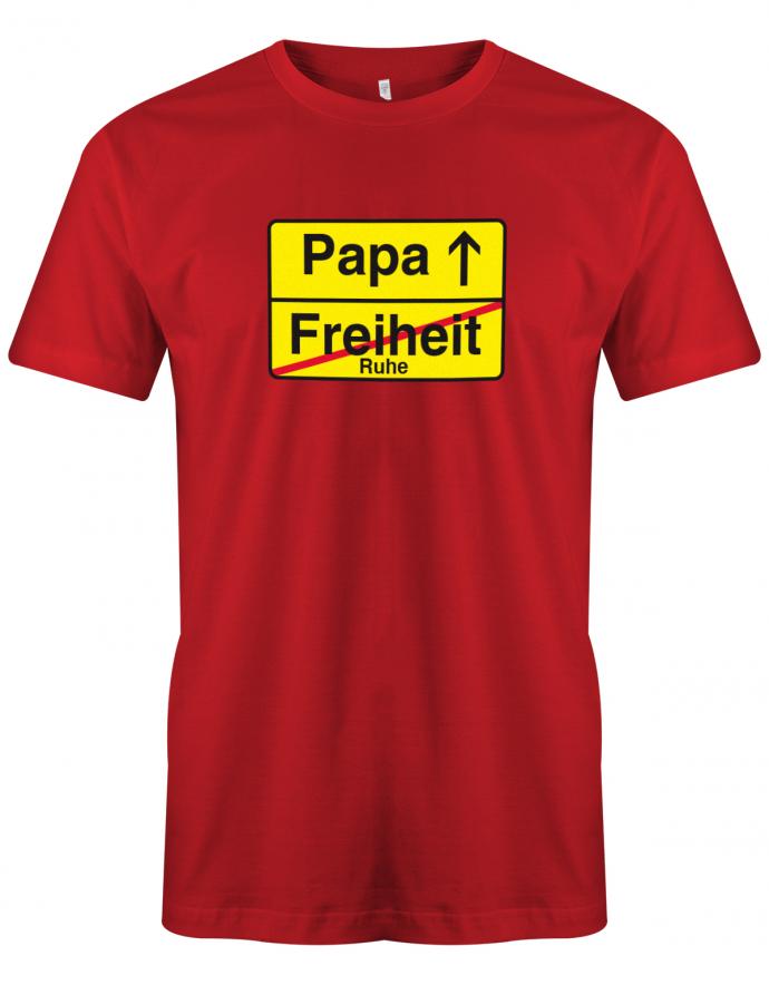 Papa-Freiheit-Freizeit-Ruhe-Herren-Shirt-Rot