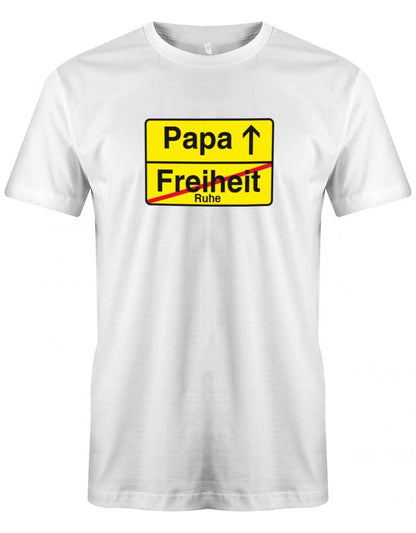 Papa-Freiheit-Freizeit-Ruhe-Herren-Shirt-Weiss
