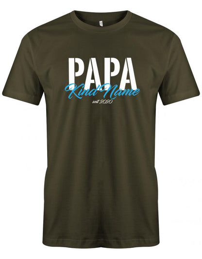 Papa Shirt personalisiert - Papa in Block und der Name vom Kind mit dem Geburtsjahr. Pape seit 20?? Army