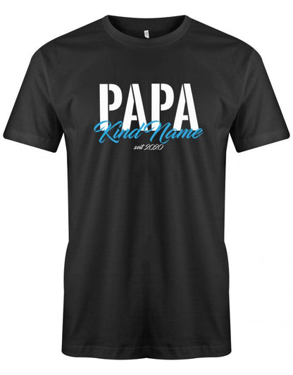 Papa Shirt personalisiert - Papa in Block und der Name vom Kind mit dem Geburtsjahr. Pape seit 20?? Schwarz