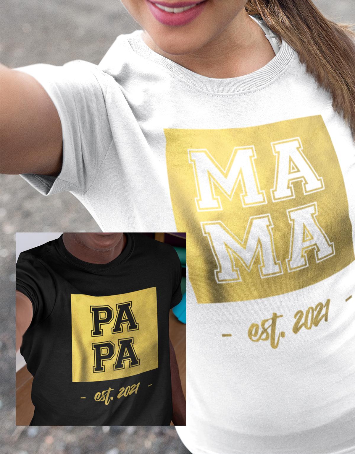 Papa est Wunschjahr Gold - Papa Shirt Herren  Mama