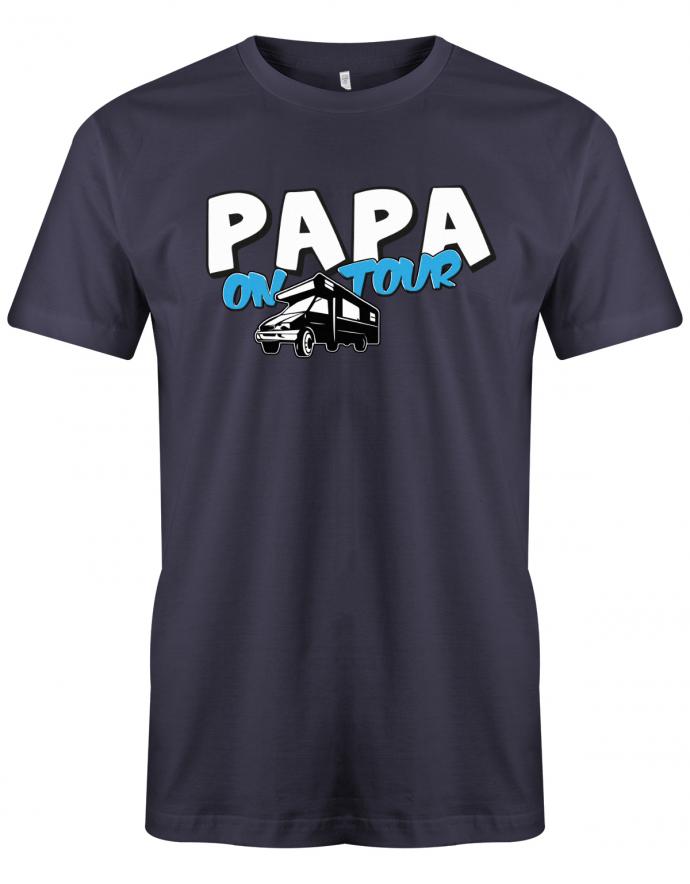 Papa-on-Tour-Camping-Wohnmobil-Herren-Shirt-navy