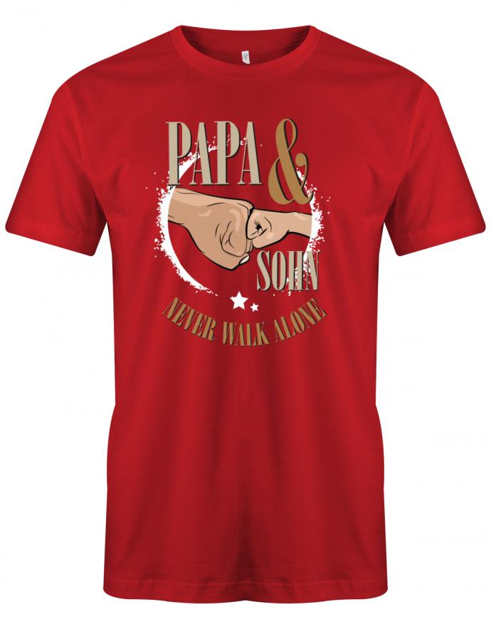Papa-und-Sohn-never-walk-alone-Herren-Shirt-Rot