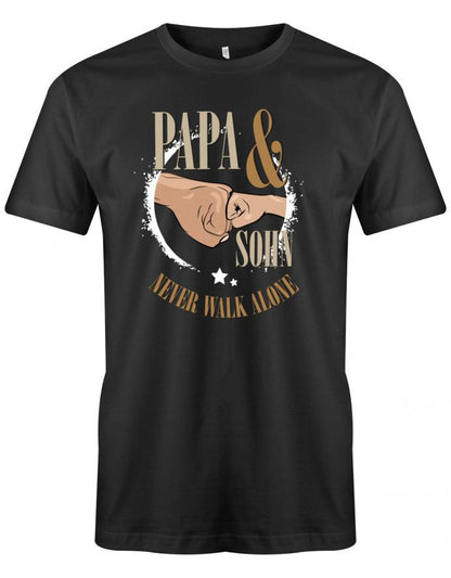 Papa-und-Sohn-never-walk-alone-Herren-Shirt-Schwarz