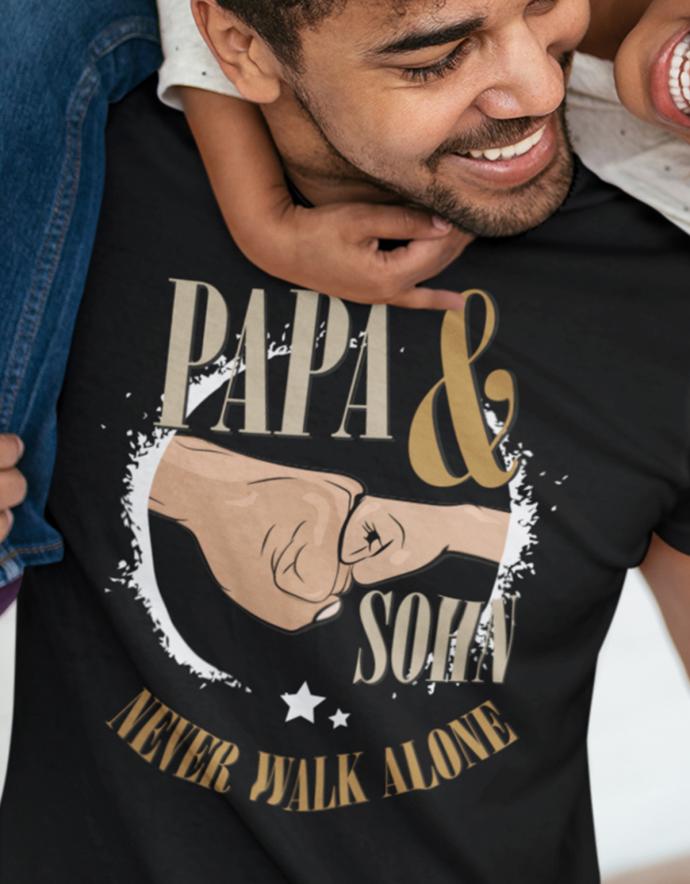 Papa-und-Sohn-never-walk-alone-Herren-Shirt-Vorschau