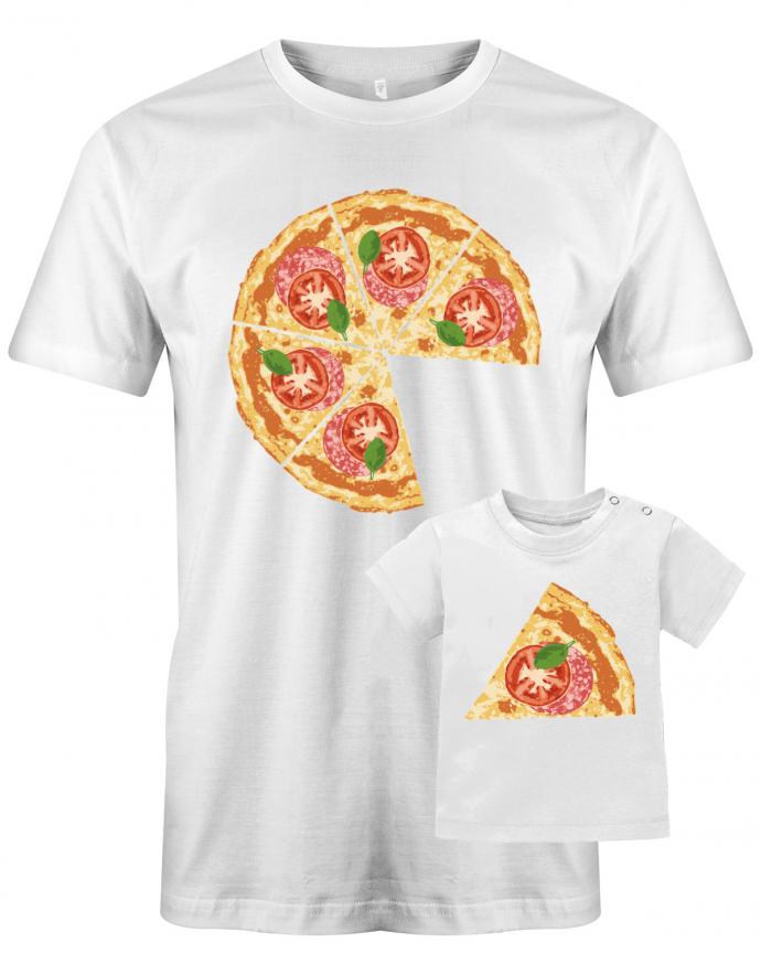 Pizza-Papa-Kind-Herren-Baby-Set-Shirt-Weiss