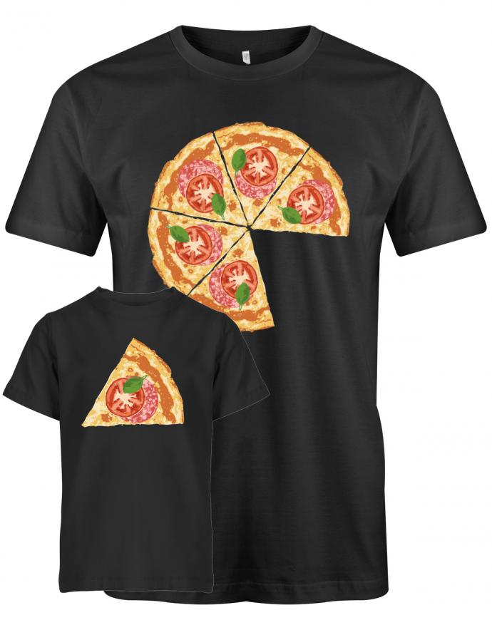 Pizza-Papa-Kind-Herren-Kinder-Set-Shirt-SChwarz