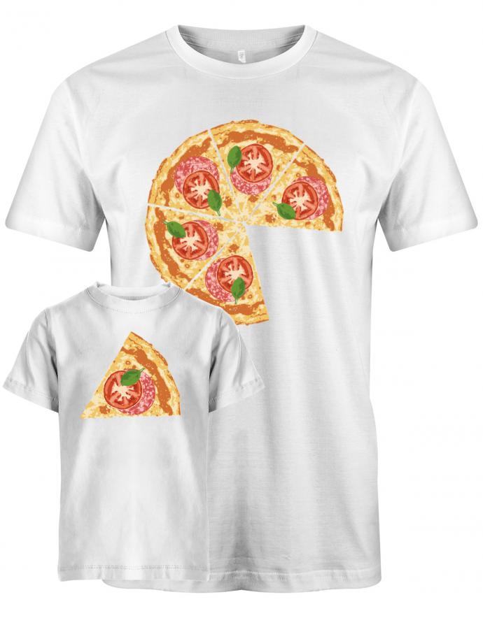 Pizza-Papa-Kind-Herren-Kinder-Set-Shirt-Weiss