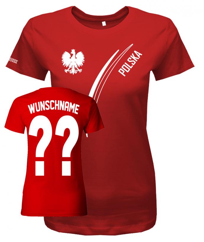 Polska-103-damen-shirt-rot-wunschname