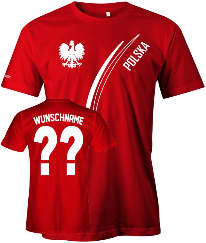 Polska-103-herren-shirt-rot-wunschname