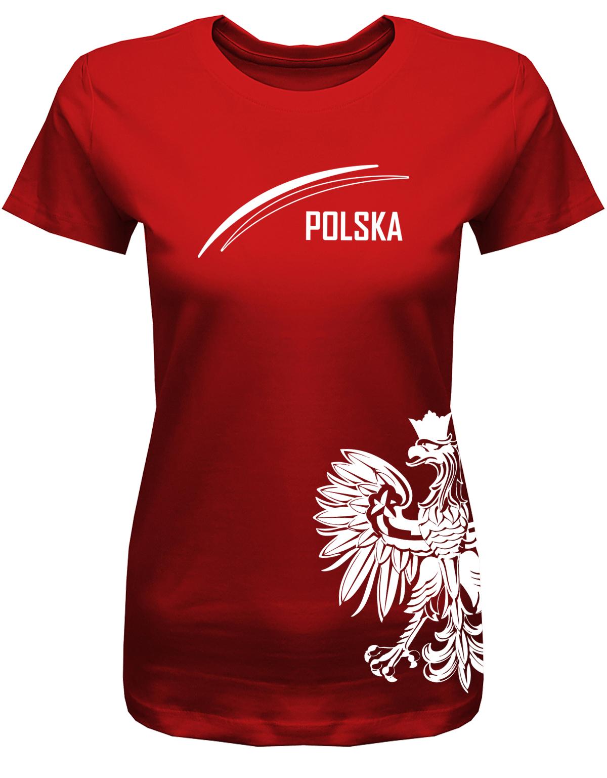 Polska Adler -Bedrucktes Polen - EM WM - Fan - Damen T-Shirt Rot