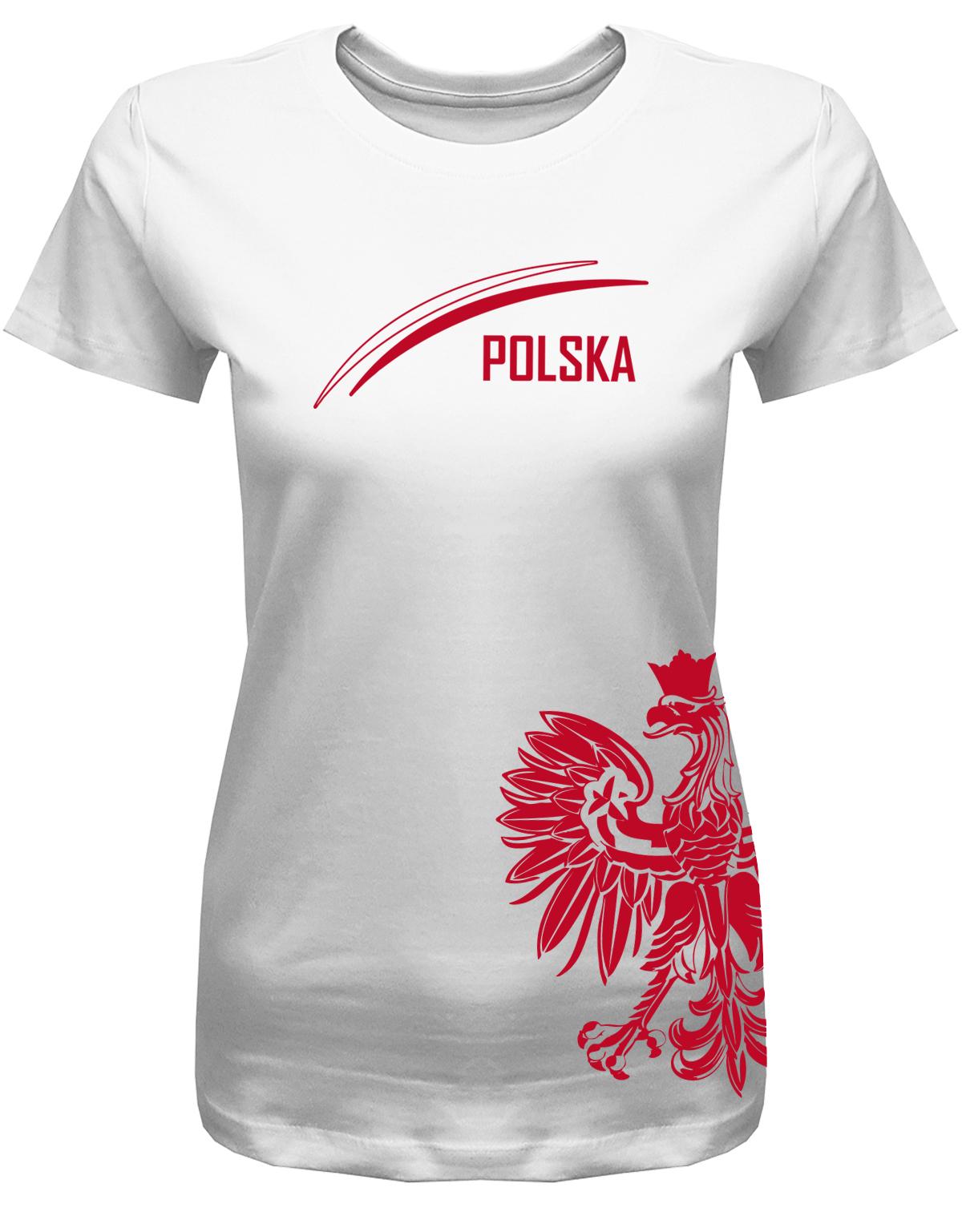 Bedrucktes Polska Adler - Polen - EM WM - Fan - Damen T-Shirt Weiss