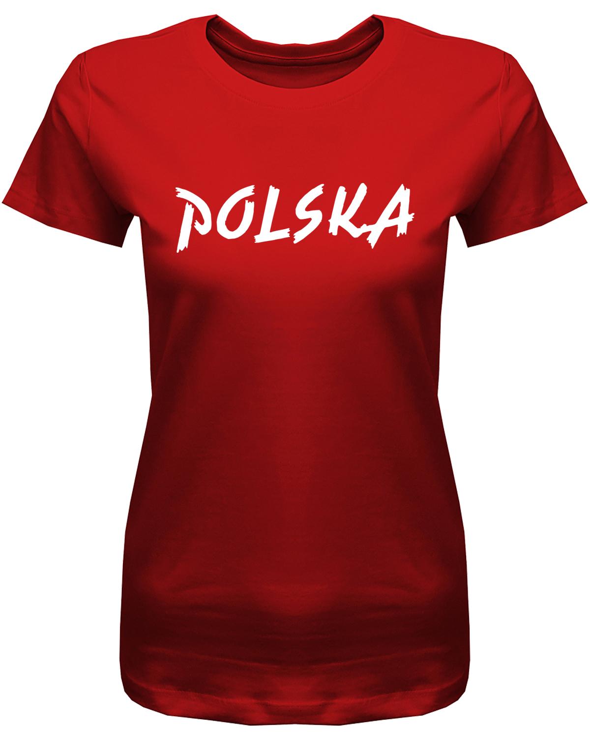 Polska-Schriftzug-Damen-Shirt-Rot
