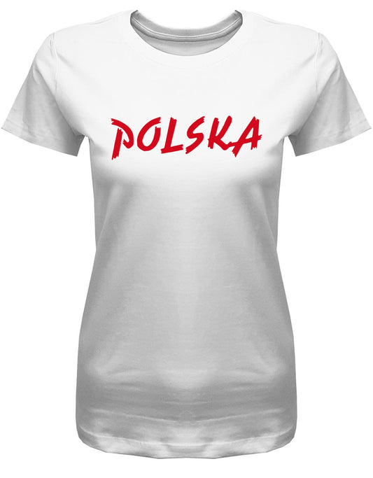 Polska-Schriftzug-Damen-Shirt-Weiss