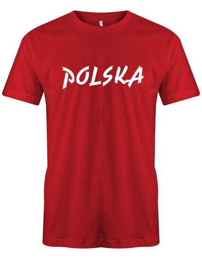 Polska-Schriftzug-Herrn-Shirt-Rot