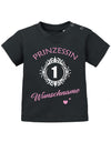 Prinzessin-1-Geburtstag-Wunschname-Baby-T-Shirt-Schwarz